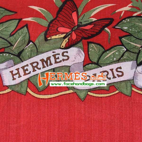 Hermes Cashmere Square Scarf Red HECASS 140 x 140 - Click Image to Close